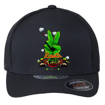 Rasta Jamaica Peace Love Unity Flexfit Unipanel Trucker Cap