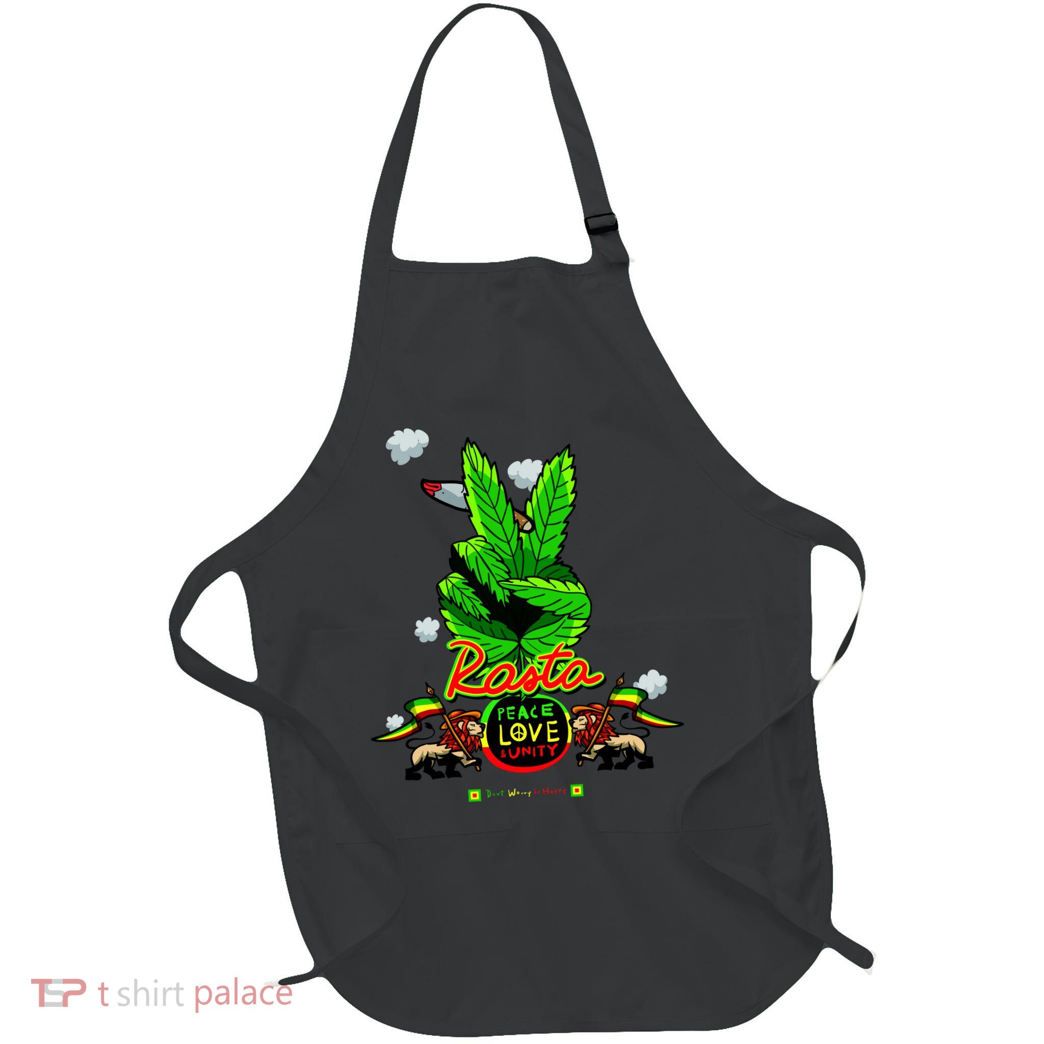 Rasta Jamaica Peace Love Unity Full-Length Apron With Pockets