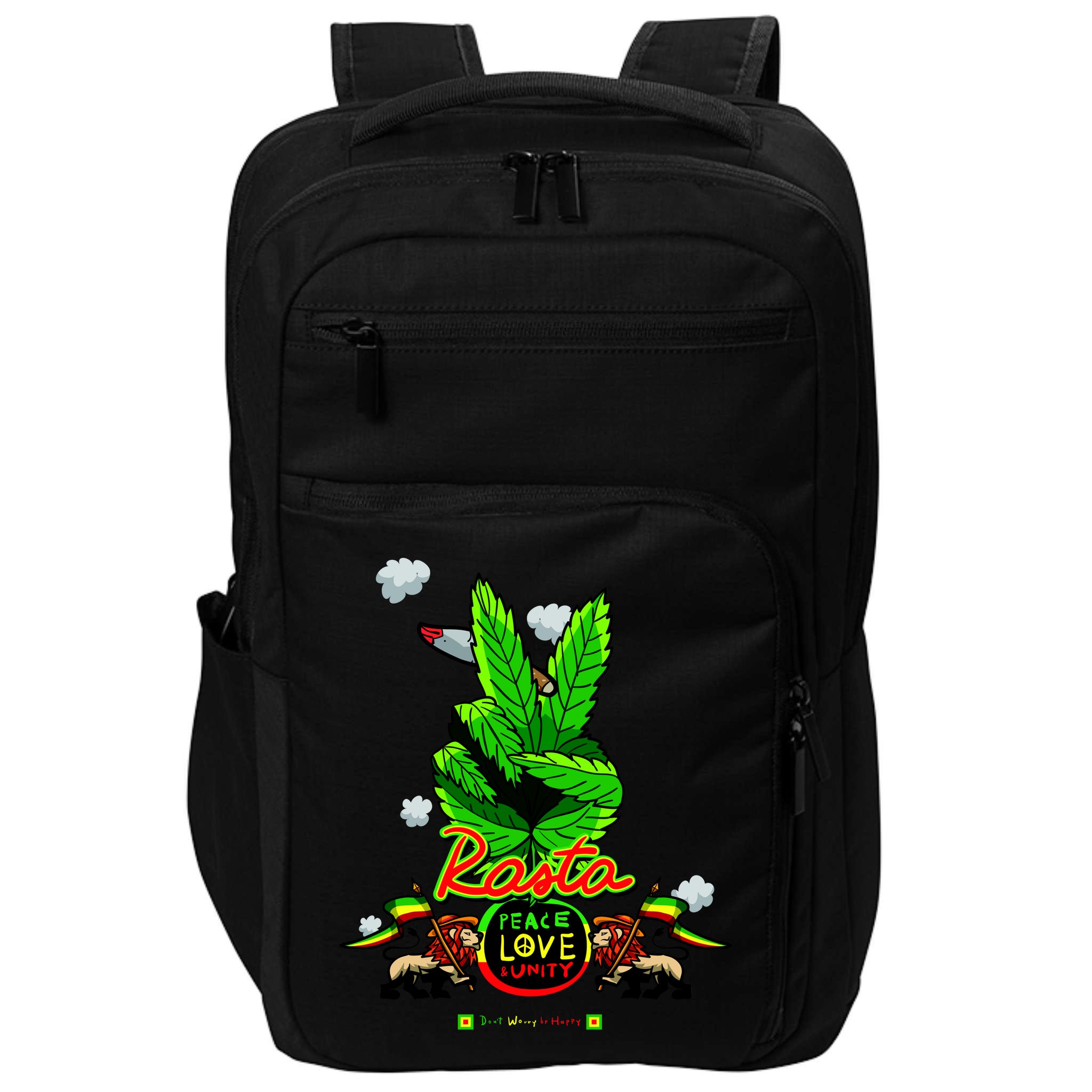 Rasta Jamaica Peace Love Unity Impact Tech Backpack