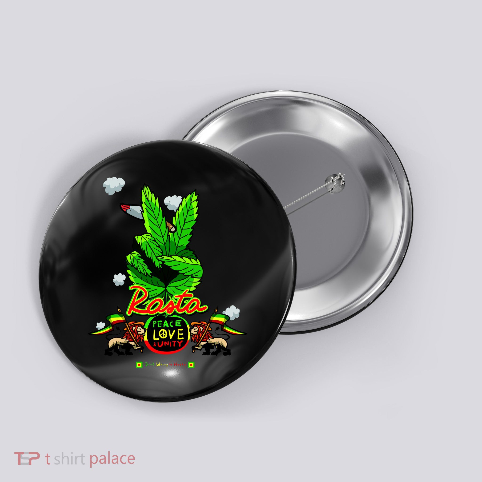 Rasta Jamaica Peace Love Unity Button