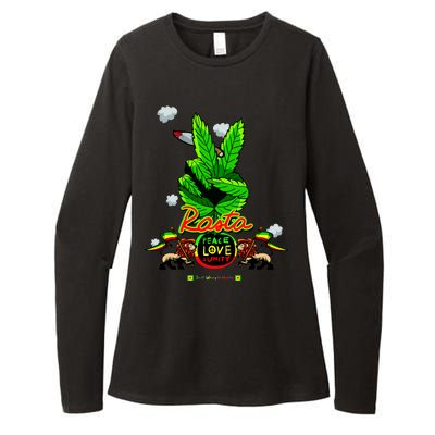 Rasta Jamaica Peace Love Unity Womens CVC Long Sleeve Shirt