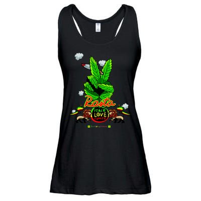 Rasta Jamaica Peace Love Unity Ladies Essential Flowy Tank