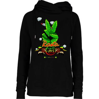 Rasta Jamaica Peace Love Unity Womens Funnel Neck Pullover Hood