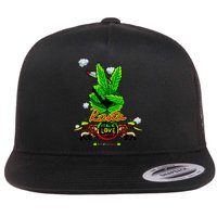 Rasta Jamaica Peace Love Unity Flat Bill Trucker Hat