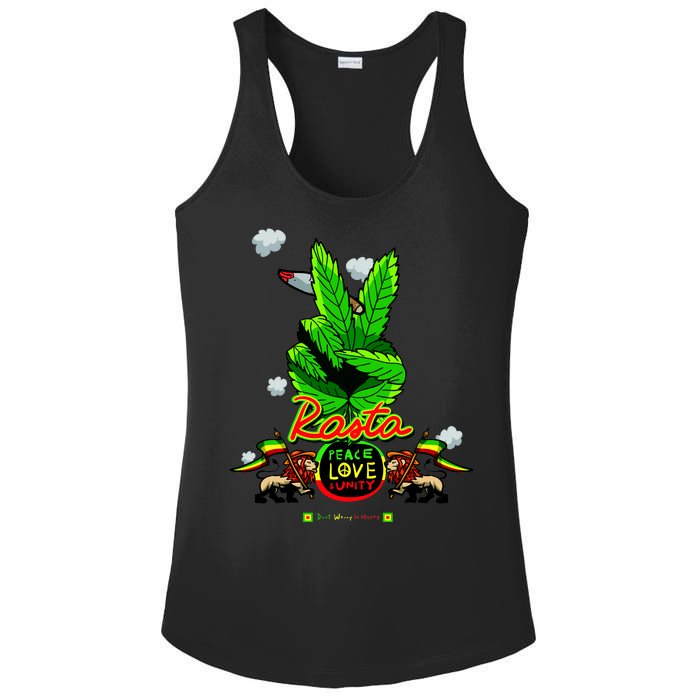 Rasta Jamaica Peace Love Unity Ladies PosiCharge Competitor Racerback Tank