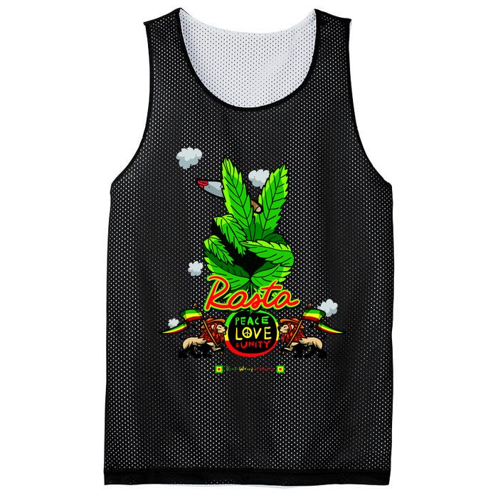 Rasta Jamaica Peace Love Unity Mesh Reversible Basketball Jersey Tank