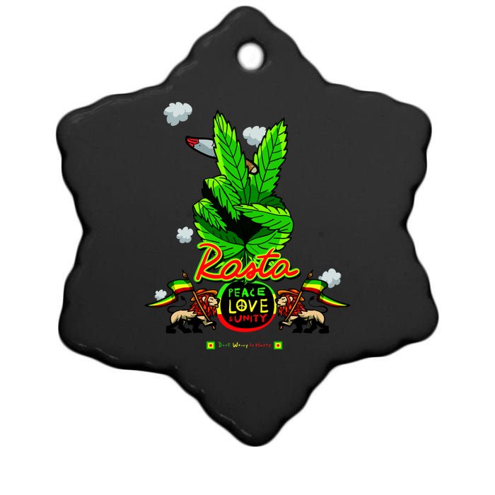 Rasta Jamaica Peace Love Unity Ceramic Star Ornament