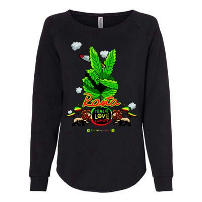 Rasta Jamaica Peace Love Unity Womens California Wash Sweatshirt