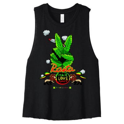 Rasta Jamaica Peace Love Unity Women's Racerback Cropped Tank