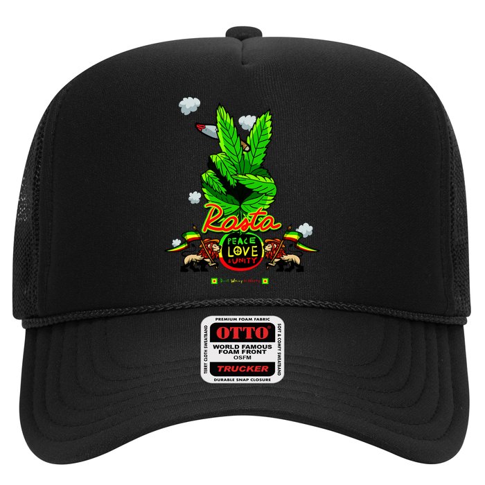 Rasta Jamaica Peace Love Unity Trucker Hat