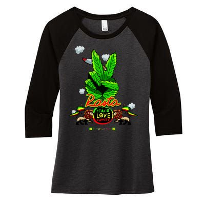 Rasta Jamaica Peace Love Unity Women's Tri-Blend 3/4-Sleeve Raglan Shirt