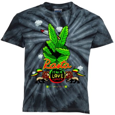 Rasta Jamaica Peace Love Unity Kids Tie-Dye T-Shirt