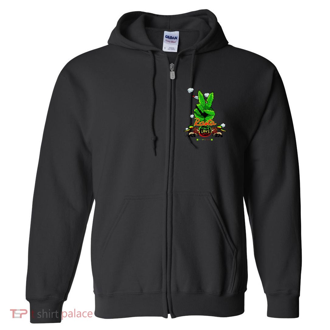 Rasta Jamaica Peace Love Unity Full Zip Hoodie