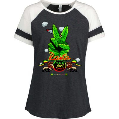 Rasta Jamaica Peace Love Unity Enza Ladies Jersey Colorblock Tee