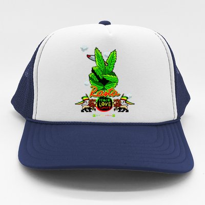 Rasta Jamaica Peace Love Unity Trucker Hat