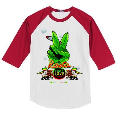 Rasta Jamaica Peace Love Unity Kids Colorblock Raglan Jersey