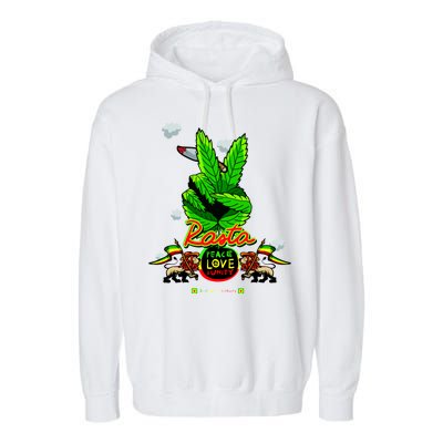 Rasta Jamaica Peace Love Unity Garment-Dyed Fleece Hoodie