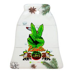 Rasta Jamaica Peace Love Unity Ceramic Bell Ornament