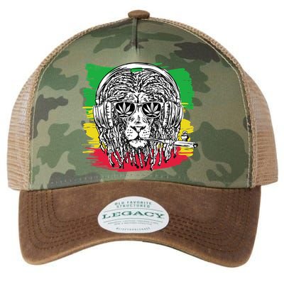 Rasta Lion With Glasses Smoking A Joint Legacy Tie Dye Trucker Hat