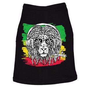 Rasta Lion With Glasses Smoking A Joint Doggie Tank