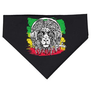 Rasta Lion With Glasses Smoking A Joint USA-Made Doggie Bandana