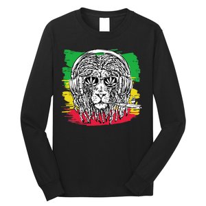 Rasta Lion With Glasses Smoking A Joint Long Sleeve Shirt