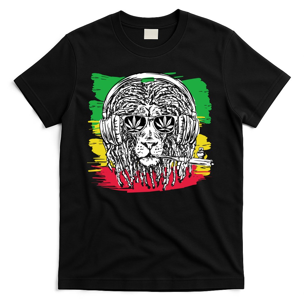 Rasta Lion With Glasses Smoking A Joint T-Shirt