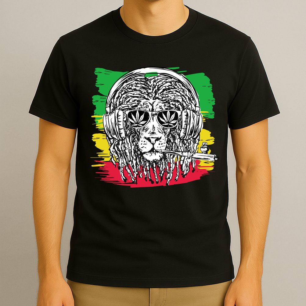 Rasta Lion With Glasses Smoking A Joint T-Shirt