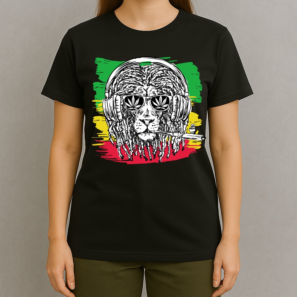 Rasta Lion With Glasses Smoking A Joint T-Shirt