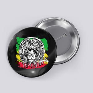 Rasta Lion With Glasses Smoking A Joint Button