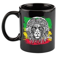 Rasta Lion With Glasses Smoking A Joint 11oz C Handle Ceramic Mug