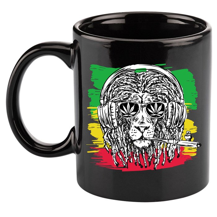 Rasta Lion With Glasses Smoking A Joint 11oz C Handle Ceramic Mug