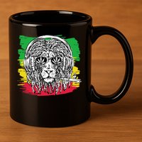 Rasta Lion With Glasses Smoking A Joint 11oz C Handle Ceramic Mug