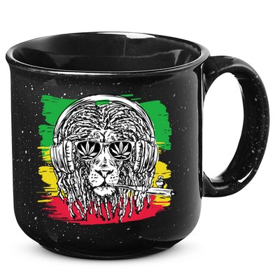 Rasta Lion With Glasses Smoking A Joint 15oz Campfire Ceramic Mug