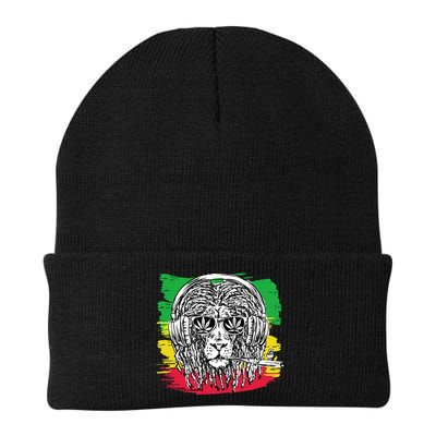 Rasta Lion With Glasses Smoking A Joint Beanie