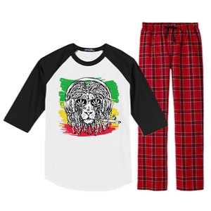 Rasta Lion With Glasses Smoking A Joint Raglan Sleeve Pajama Set