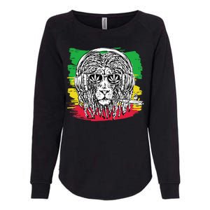 Rasta Lion With Glasses Smoking A Joint Womens California Wash Sweatshirt