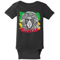 Rasta Lion With Glasses Smoking A Joint Baby Bodysuit