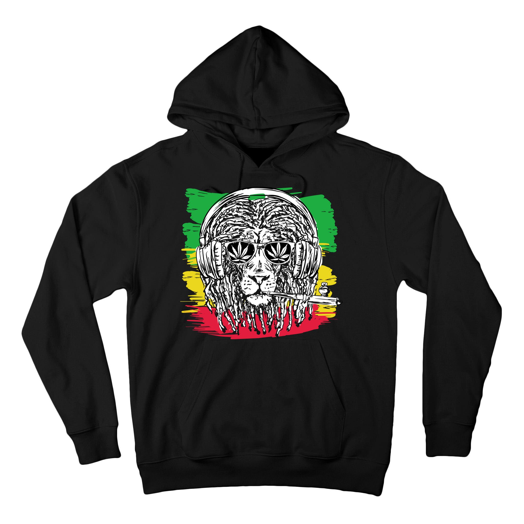 Rasta Lion With Glasses Smoking A Joint Tall Hoodie