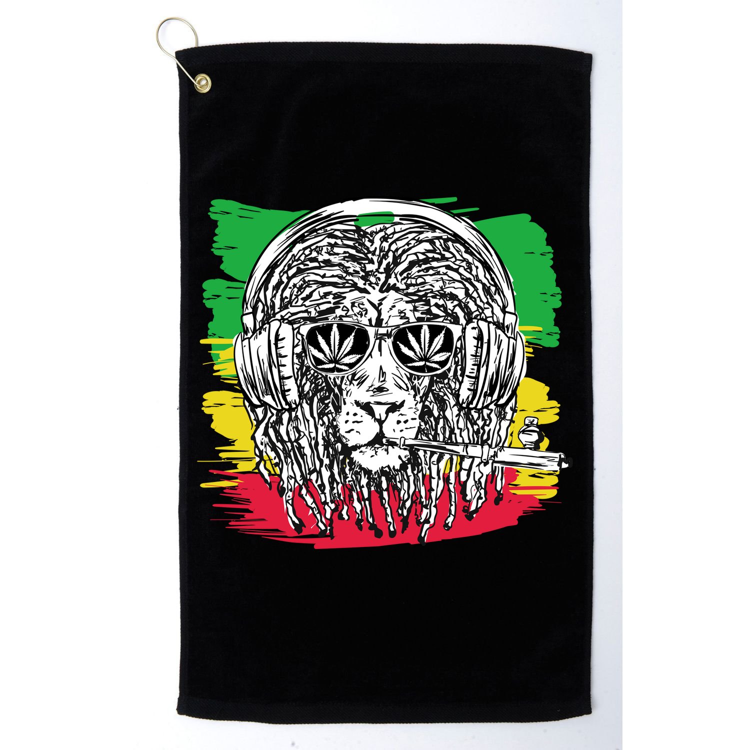 Rasta Lion With Glasses Smoking A Joint Golf Towel