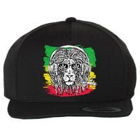 Rasta Lion With Glasses Smoking A Joint Wool Snapback Cap