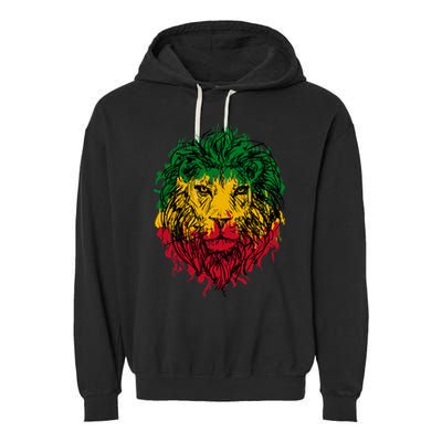 Rasta theme with lion head Garment-Dyed Fleece Hoodie