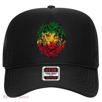 Rasta theme with lion head High Crown Mesh Back Trucker Hat