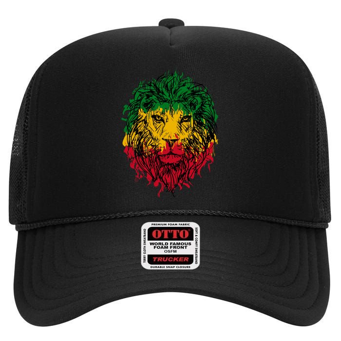 Rasta theme with lion head High Crown Mesh Back Trucker Hat