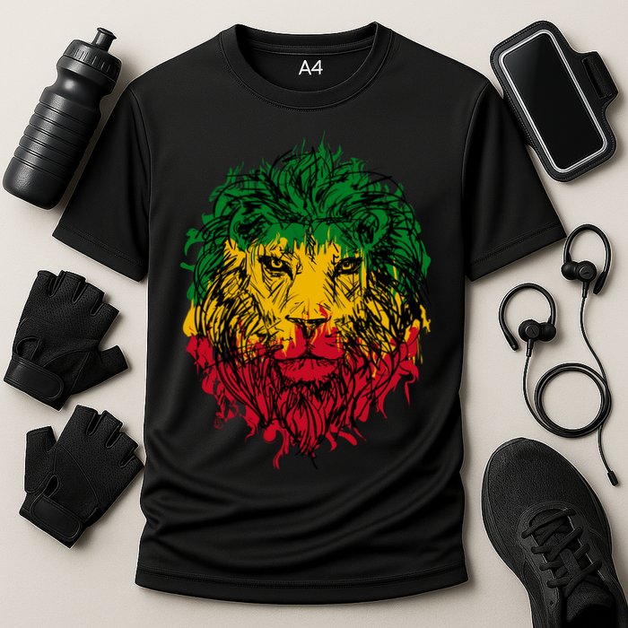 Rasta theme with lion head Cooling Performance Crew T-Shirt