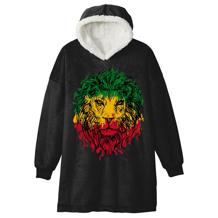 Rasta theme with lion head Hooded Wearable Blanket