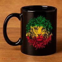 Rasta theme with lion head 11oz C Handle Ceramic Mug
