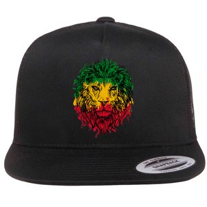 Rasta theme with lion head Flat Bill Trucker Hat