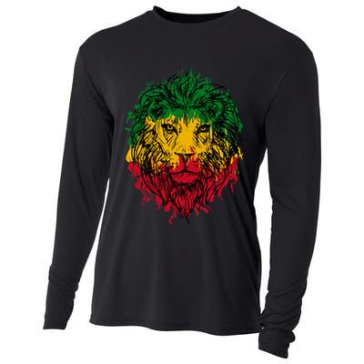 Rasta theme with lion head Cooling Performance Long Sleeve Crew