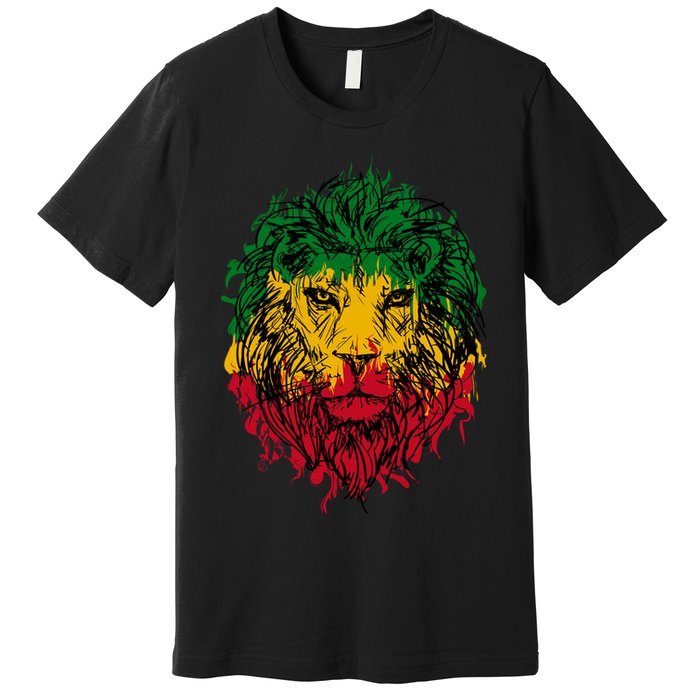 Rasta theme with lion head Premium T-Shirt